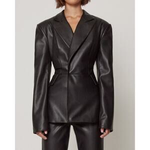 Khy Faux Leather Blazer Black - XXS